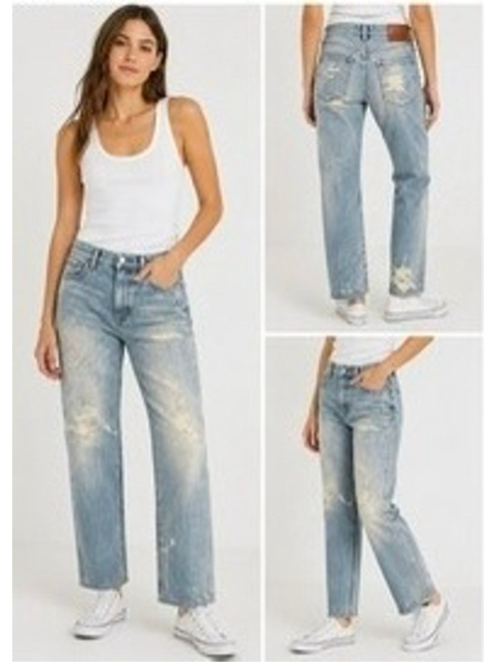 NWT J Crew Point Sur Loose Straight Jean Size 27" Distressed Digital 80s